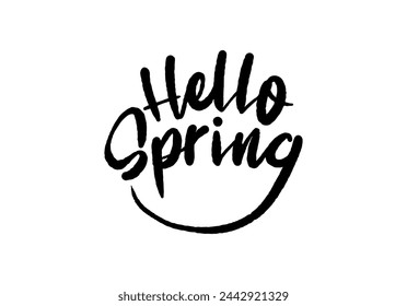 Hello Spring - lettering vector isolated on white background
