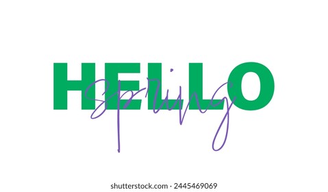 Hello Spring - lettering vector isolated on white background
