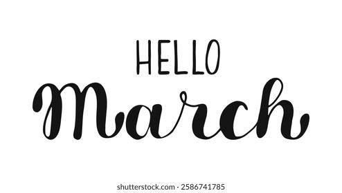 Hello Spring, March, vibes, Love in bloom, Fever set calligraphy lettering. Vector hand drawn typography for springtime poster, banners