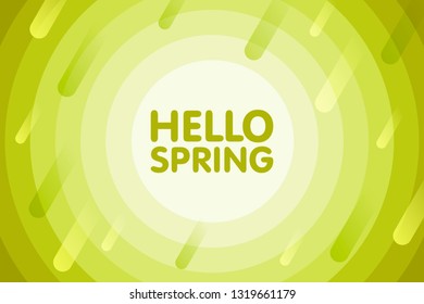 Hello spring. Modern cover design. Vector seasonal illustration. Abstract background with green geometric round circles.