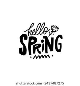 Hello Spring modern typography lettering phrase. Spring season vacation inspiration text. Vector art.