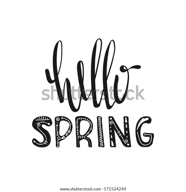 Hello Spring Motivational Quotes Sweet Cute Stock Vector Royalty