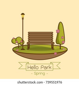 Hello spring Park. Natural landscape in the flat style. a beautiful park.Environmentally friendly natural landscape.Vector illustration
