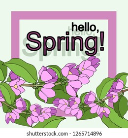 Hello spring pink vector illustration