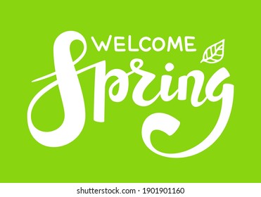 Hallo Frühling Zitat handgezeichnet Kalligrafie mit Pinselspitze Schrift. Vektorgrafik