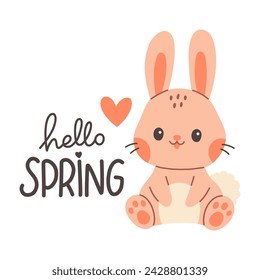 Hello spring quotes. Floral springtime hand drawn prints design. Positive phrases for stickers, postcards or posters