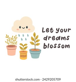Hola frases de primavera. Diseño de estampados dibujados a mano en primavera floral. Frases positivas para pegatinas, postales o carteles