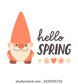 Hello spring quotes. Floral springtime hand drawn prints design. Positive phrases for stickers, postcards or posters