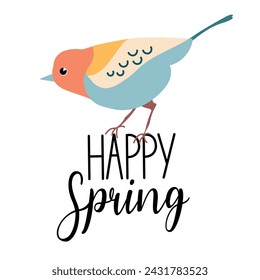 Hello spring quotes. Spring label with season calligraphy quotes, flowers. Positive phrases for stickers, postcards or posters. Vector illustration.	