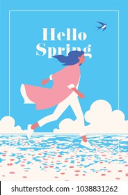 Hello Spring romantic poster.
