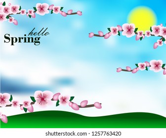 Hello spring Sakura banner