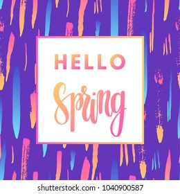 Hello spring sale banner for online shopping with discount offer. Promotional email design poster.