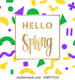 Hello spring sale banner for online shopping with discount offer. Promotional email design poster.
