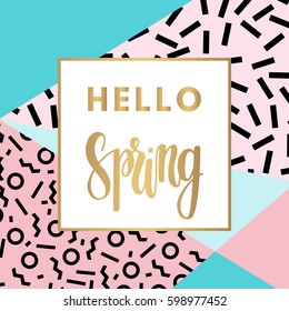 Hello spring sale banner for online shopping with discount offer. Promotional email design poster.