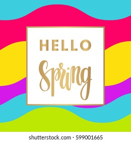 Hello spring sale banner for online shopping with discount offer. Promotional email design poster.