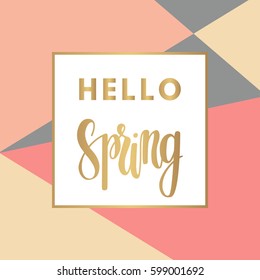Hello spring sale banner for online shopping with discount offer. Promotional email design poster.