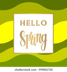 Hello spring sale banner for online shopping with discount offer. Promotional email design poster.