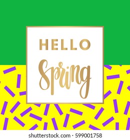 Hello spring sale banner for online shopping with discount offer. Promotional email design poster.
