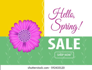 Hello spring sale banner. Vector illustration for your design EPS10