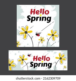Ilustración de arte vectorial de la temporada de primavera de Hello