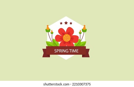 Hello Spring season vector logo design