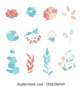 Hola primavera. Montaje de lindas flores de primavera dibujadas a mano. Muchas flores brillantes y hermosas. Patrón floral sin costuras. Fondo vectorial con flores y hojas.