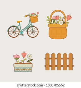 hello spring set icons