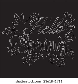 Hello Spring Sign Vector and T-shirt Graphics