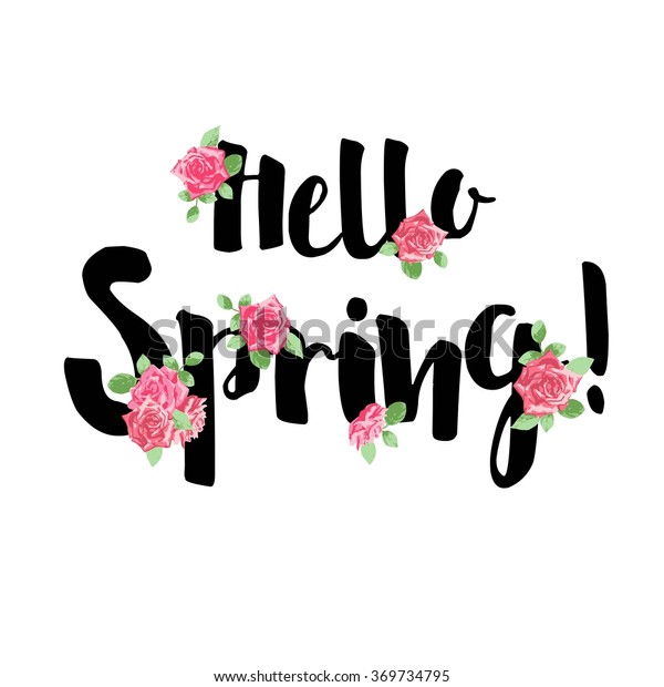 Hello Spring Slogan Flowers Stock Vector (Royalty Free ...