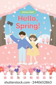 Hello Spring Special Promotion Event Vector Illustration Template 