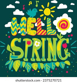 Hello spring. Step into the world of rejuvenation and renewal with our Hello Spring illustration
