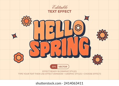 Hello Spring Text Effect Style. Editable Text Effect.