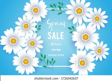 Hello spring text, Floral pattern, Card for spring season,  Promotions, Brochure,  Voucher  discount, Poster greeting,invitation, template, banner, poster.