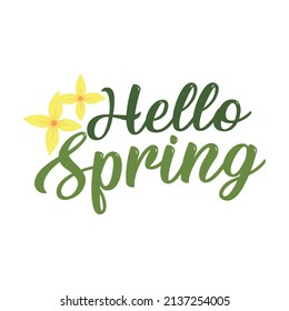 hello spring text with flowers