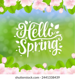 
Hello Spring Text Isolated And White Background 
With Gradient Mesh, Vector Illustration