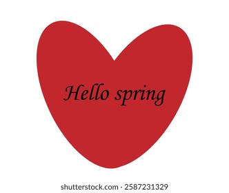 hello spring text, in a red heart, 