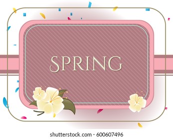 Hallo Frühlingstext, saisonaler Hintergrund, Vektorgrafik-Design, Blumenkarte. Poster mit Typografie, Schrift. 