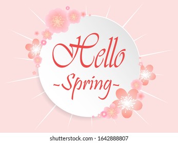 Hello spring text vector banner greetings design with colorful flower is blooming for spring season. Vector illustration.Can be used for your work.