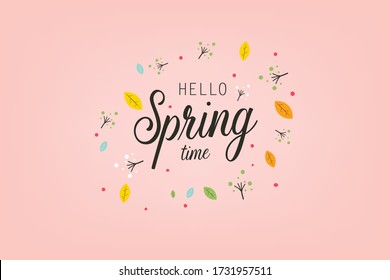 Hola Banner de tiempo de primavera y texto, vector