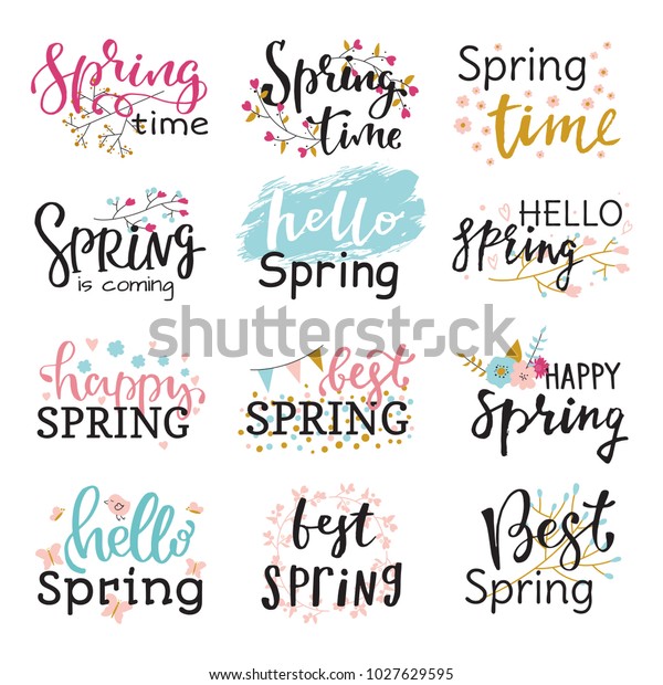 春の時間ベクター文字のテキストグリーティングカード特別春の時間