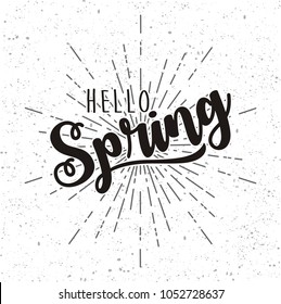 Hello Spring  Title Text  with sunburst background