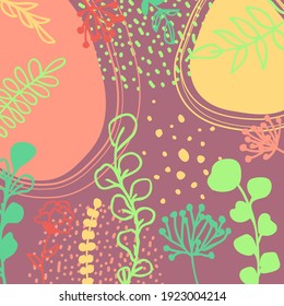 Hello Spring. Trendy abstract art templates. Suitable for social media posts, mobile apps, banners design. Vector fashion backgrounds. Leaves and plants. Spring holidays. Women's day. Easter.