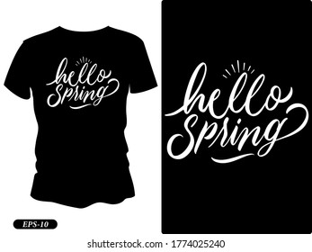 Hello spring typography design t-shirt