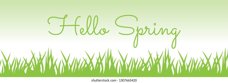 hello spring typography and green grass
