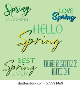 Hello spring typography set 
