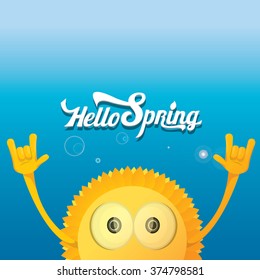 Hello spring vector background.