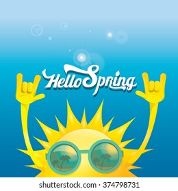 Hello spring vector background.