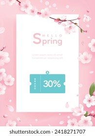 Hello spring vector background with flowers