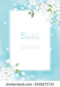 Hello spring vector background with flowers