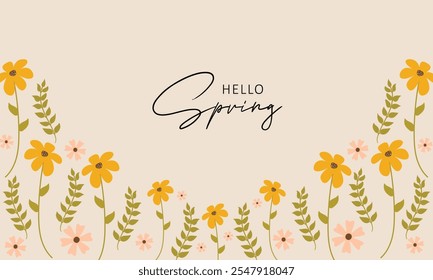 fundo da ilustração do vetor da mola do hello. é adequado para cartão, faixa ou cartaz